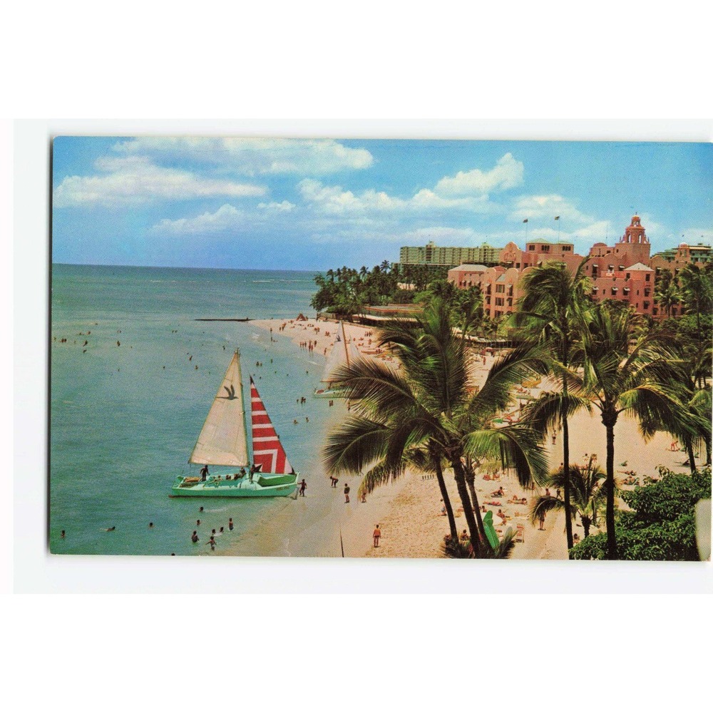 Vintage Waikiki Beach Royal Hawaiian Hotel Hawaii Postcard Mike Roberts C16845